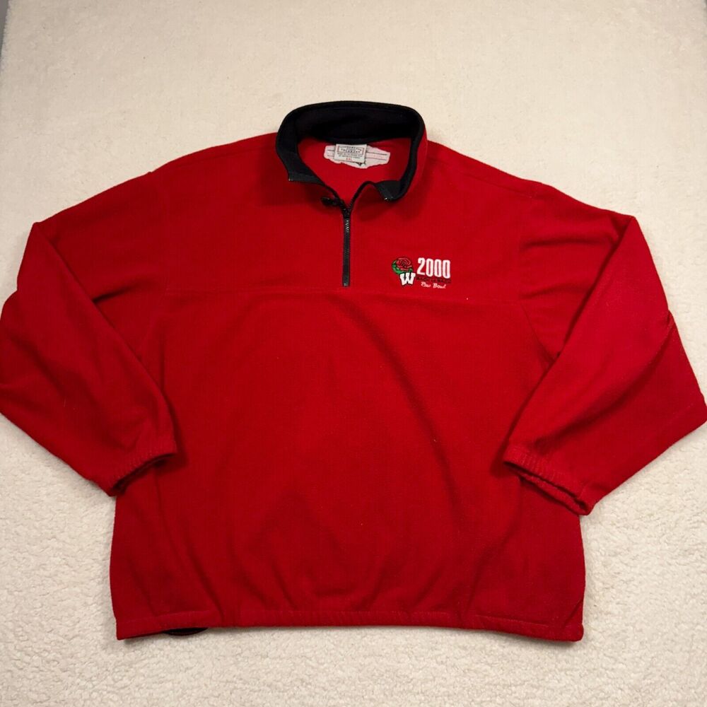 Rare vintage Wisconsin Badgers Rose Bowl Fleece Jacket 2000 Size XXL Embroidered